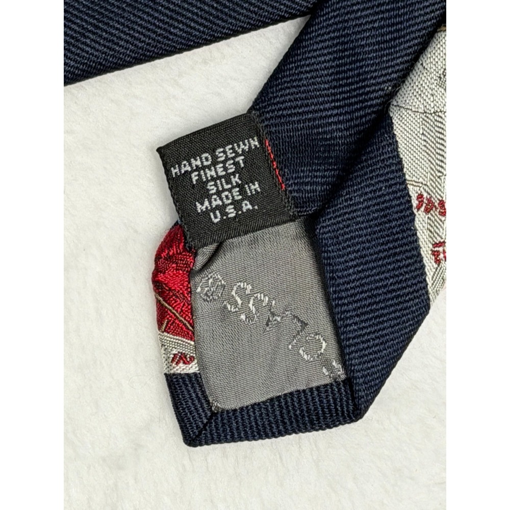 Robert Talbott "Boats 89" Heritage Necktie Navy Sailboats Hand Sewn Made In USA - Picture 4 of 6